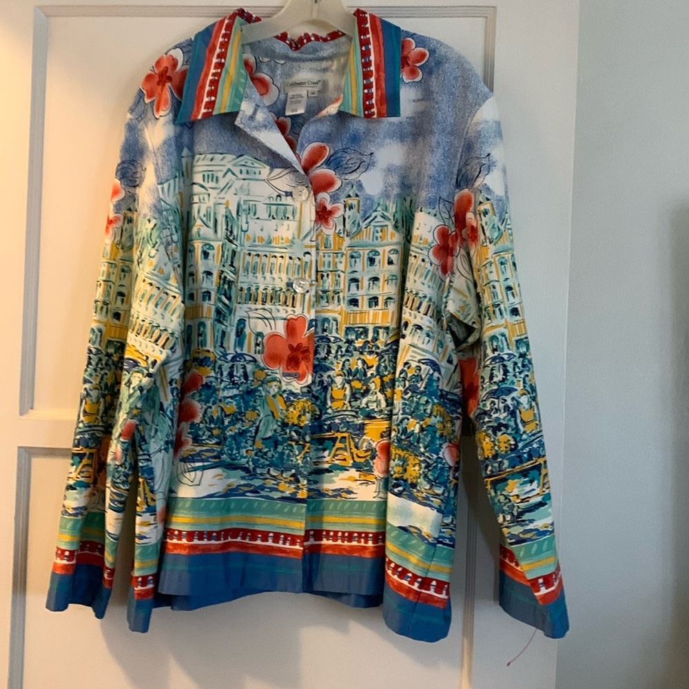 Multicolor italian piazza scene 3x jacket